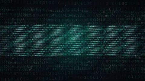Abstract Digital Binary Code Background with Glowing Cyan Data Stream and Stock Footage 339324210