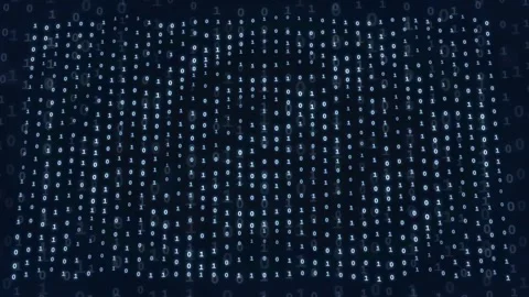 Abstract Digital Binary Code Background with Blue Glowing Numbers Flowing in a Stock Footage 339324252