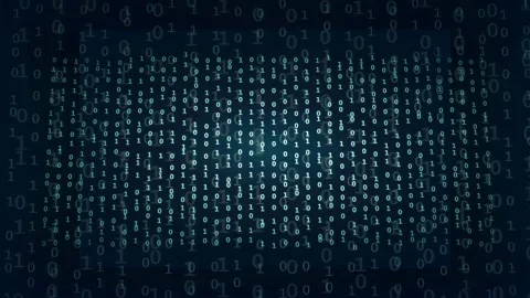 Abstract digital binary code background with glowing blue data stream and Stock Footage 339325251