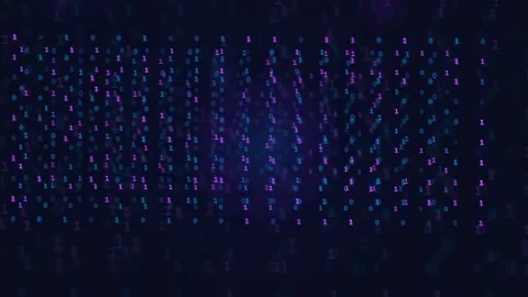 Abstract Digital Binary Code Background with Glowing Purple and Blue Data Stock Footage 339326096