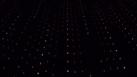 Abstract Digital Binary Code Background with Glowing Red Ones and Zeros Moving Vídeos de archivo 344232920