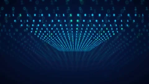 Abstract Digital Binary Code Data Stream Flowing Through a Dark Blue Cyber Stock Footage 336772271