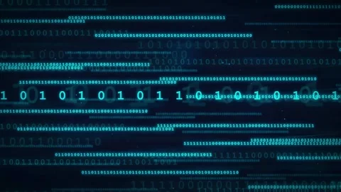 Abstract Digital Binary Code Data Stream Flowing Across a Dark Blue Stock Footage 336776304