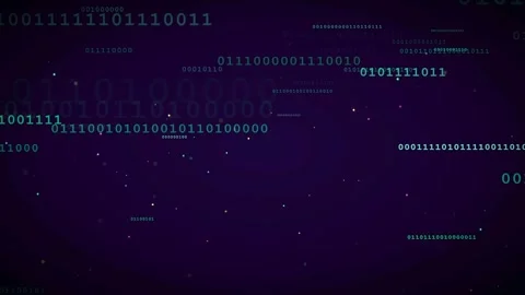 Abstract Digital Binary Code Data Stream Flowing Across Dark Purple Cyber Space Video stock 336780333