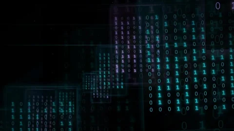 Abstract Digital Binary Code Data Stream Flowing Through Dark Cyberspace Stock Footage 336780493