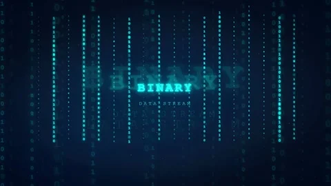 Abstract Digital Binary Code Data Stream Flowing on Dark Blue Technology Stock Footage 336780613
