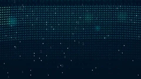 Abstract Digital Binary Code Data Stream Flowing Across a Dark Blue Cyber Space Stock Footage 339319053