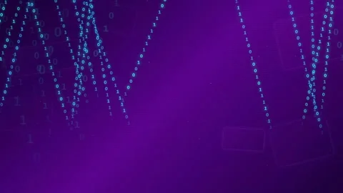 Abstract Digital Binary Code Data Stream Flowing Over Purple Gradient Stock Footage 339321543