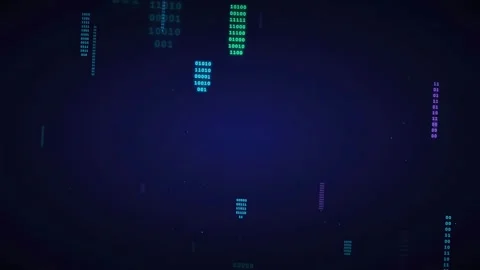 Abstract Digital Binary Code Data Stream Flowing on Dark Blue Technological Stock Footage 339324576