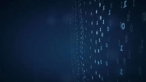 Abstract Digital Binary Code Data Stream Flowing in Dark Blue Cyber Space Stock Footage 339324585