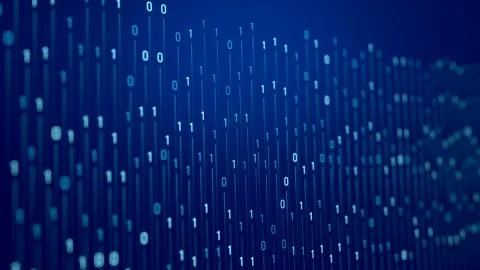 Abstract digital binary code moving up and down agains blue background. Video stock 321740023