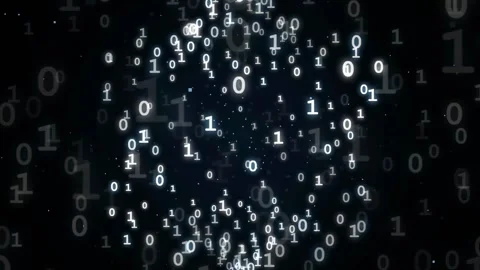 Abstract Digital Binary Code Particles Floating in Dark Space for Technology Stock Footage 339320556