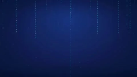 Abstract Digital Binary Code Rain Falling on Dark Blue Background for Stock Footage 336772164