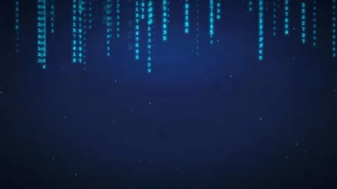Abstract Digital Binary Code Rain Falling on Dark Blue Background for Stock Footage 336774992