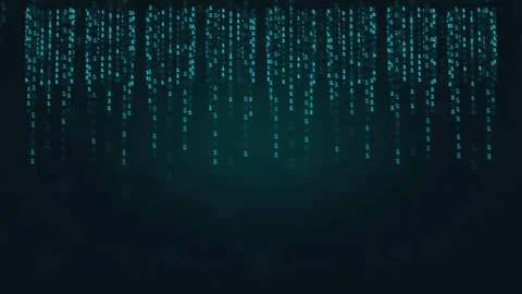 Abstract Digital Binary Code Rain Falling on Dark Blue Background for Stock Footage 336775241