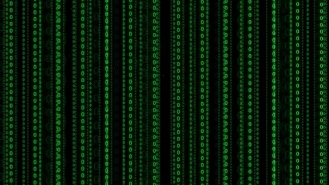 Abstract Digital Binary Code Rain Falling on Black Background for Cyber Stock Footage 336776683