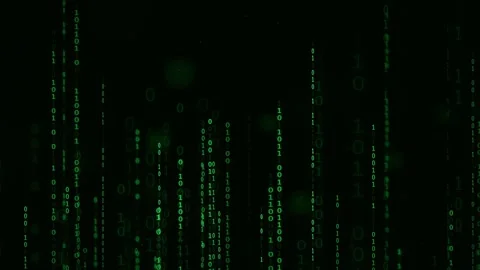 Abstract digital binary code rain falling on black background for technology Stock Footage 336776752