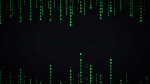 Abstract Digital Binary Code Rain Falling on Black Background for Cyber Stock Footage 336777526