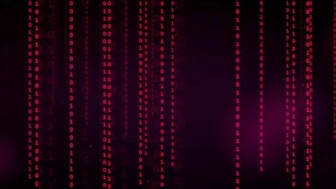 Abstract Digital Binary Code Rain Falling on Dark Purple Background for Stock Footage 336780395