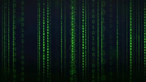 Abstract Digital Binary Code Rain Falling on Dark Background for Cyber Security Stock Footage 336780673