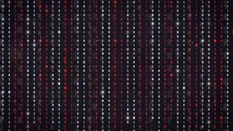Abstract digital binary code rain falling on a dark background for technology Stock Footage 336780709