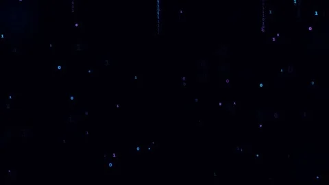 Abstract digital binary code rain falling on a dark background for technology Stock Footage 339319988