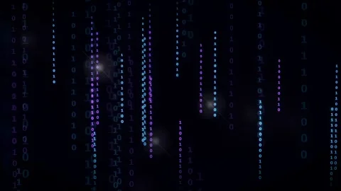 Abstract Digital Binary Code Rain Falling on Dark Background for Cyber Security Stock Footage 339326002