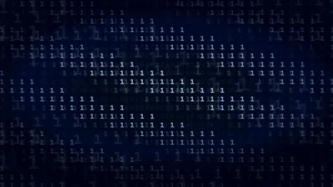 Abstract Digital Binary Code Stream Flowing Across a Dark Blue Technological Stock Footage 336772461