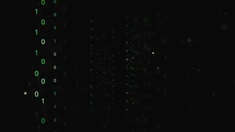 Abstract Digital Binary Code Stream Falling on Black Background for Cyber Stock Footage 336772715