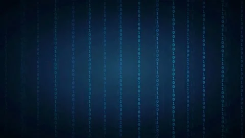 Abstract Digital Binary Code Stream Flowing Vertically on Dark Blue Stock Footage 336773993