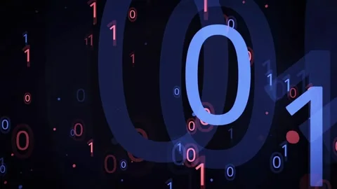 Abstract Digital Binary Code Stream with Floating Zeroes and Ones on Dark Blue Stock Footage 336774109