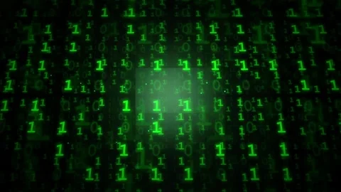 Abstract Digital Binary Code Stream Flowing in Green Matrix Style on Black Stock Footage 336774964