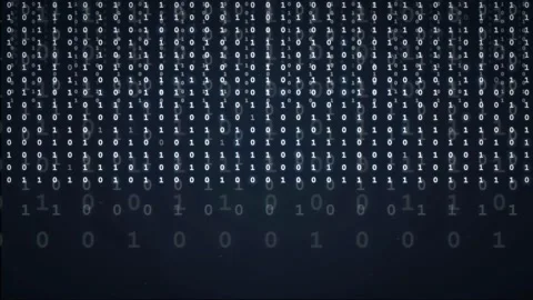 Abstract Digital Binary Code Stream Flowing on Dark Blue Background for Stock Footage 336774989