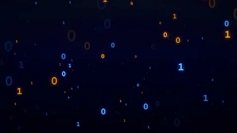 Abstract Digital Binary Code Stream Floating in Dark Blue Space for Technology Stock Footage 336775009