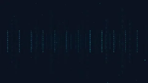 Abstract Digital Binary Code Stream Flowing Across Dark Blue Background for Stock Footage 336775261