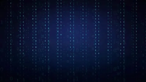 Abstract Digital Binary Code Stream Flowing on Dark Blue Background for Stock Footage 336775532