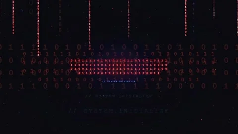 Abstract Digital Binary Code Stream with Red Data Processing and System Stock Footage 336775547