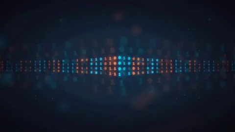 Abstract Digital Binary Code Stream with Glowing Blue and Orange Data Particles Stock Footage 336776269