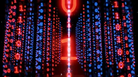 Abstract digital binary code stream moving through a futuristic cyberspace Stock Footage 336776283