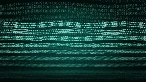 Abstract Digital Binary Code Stream Flowing Horizontally on Dark Teal Stock Footage 336778644