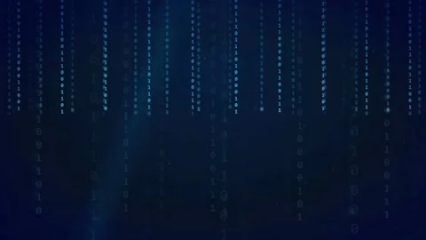 Abstract Digital Binary Code Stream Flowing Vertically on Dark Blue Technology Stock Footage 336778734