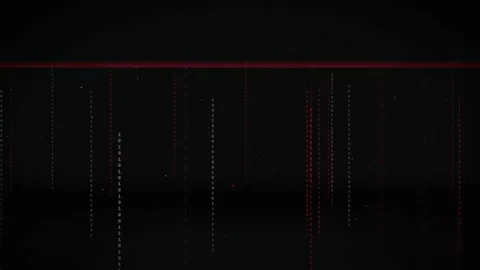 Abstract Digital Binary Code Stream with Red Accents on Dark Background for Stock Footage 336780189