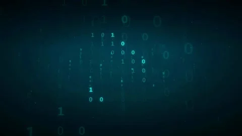 Abstract digital binary code stream flowing through dark blue cyberspace Stock Footage 336780219