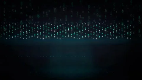 Abstract Digital Binary Code Stream Flowing Across Dark Blue Technological Stock Footage 339318907