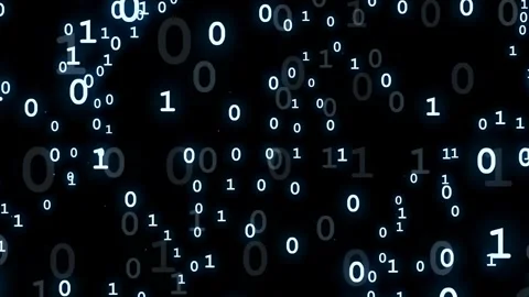 Abstract digital binary code stream floating in dark space for technology and Stock Footage 339321782