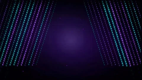 Abstract Digital Binary Code Stream with Purple and Blue Glowing Particles on Stock Footage 339322065