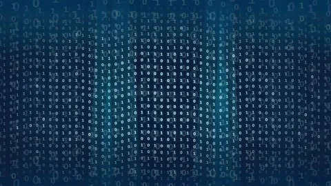 Abstract Digital Binary Code Stream Flowing in Deep Blue Cyber Space Background Stock Footage 339322194