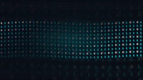 Abstract Digital Binary Code Stream Flowing Across Dark Blue Background for Stock Footage 339322811