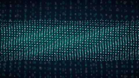 Abstract Digital Binary Code Stream with Glowing Cyan Data Particles Moving Stock Footage 339323304
