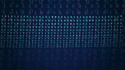 Abstract digital binary code stream flowing across a dark blue futuristic Stock Footage 339323305